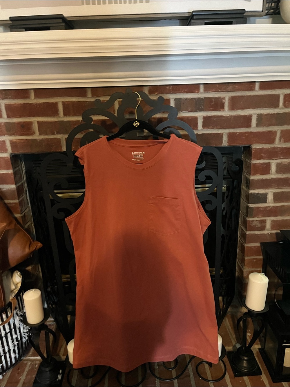 Lincoln Outfitters Sleeveless One Pocket Tank Top - Rust